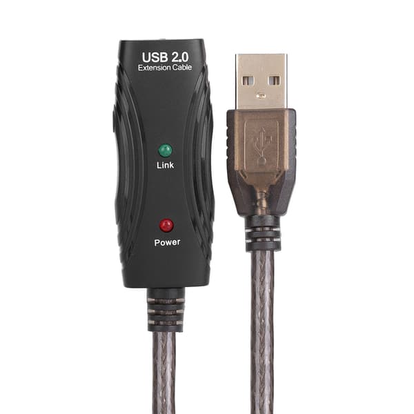 USB 2.0-förlängningskabel med inbyggda signalförstärkarchips, stöder upp till 480 Mbps (30 m)