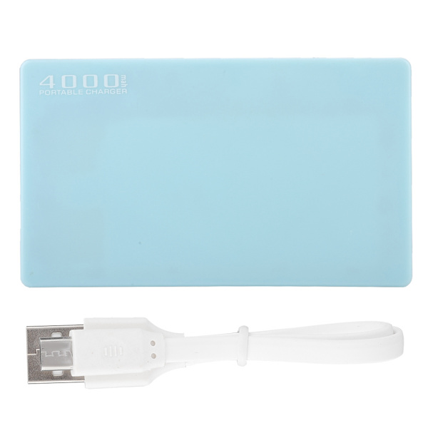 Ultratunn snabbladdning bärbar 4000mAh mobil strömförsörjning kommer med datakabel Power Bank (blå)