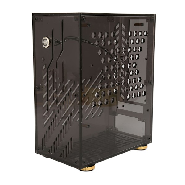 Mini ITX -kotelo 4,3 l läpinäkyvä akryylipaneeli 360 asteen jäähdytys pehmustetut jalkatyynyt Mini PC -kotelo FLEX 1U -virtalähteelle 2,5 tuuman SSD musta