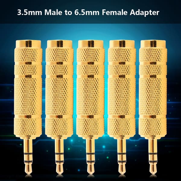 5 stk. 3,5 mm han til 6,5 mm hun stik jackstikadapter til bærbar computer
