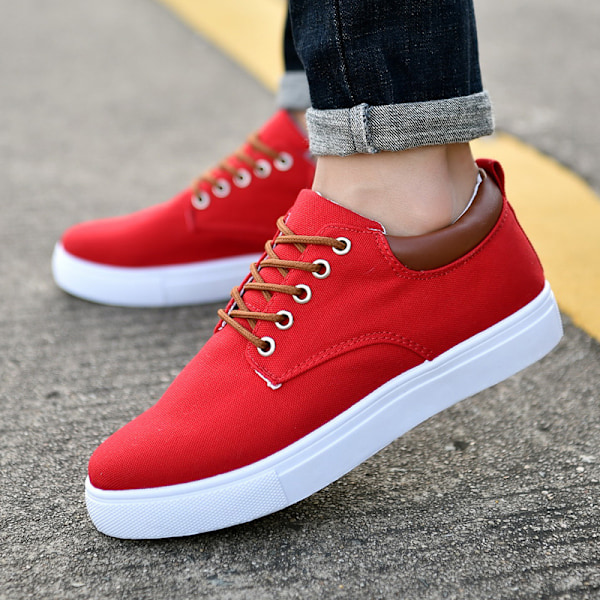 Canvas Sneakers Koreansk stil Herr All-match Casual Skor Trendiga Oversize Sneakers För Män Red 42