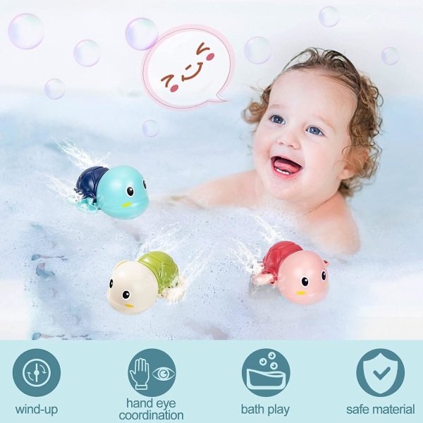 Gå gå! Sødt badelegetøj til badeskildpadder til småbørn og børn (3 stk)