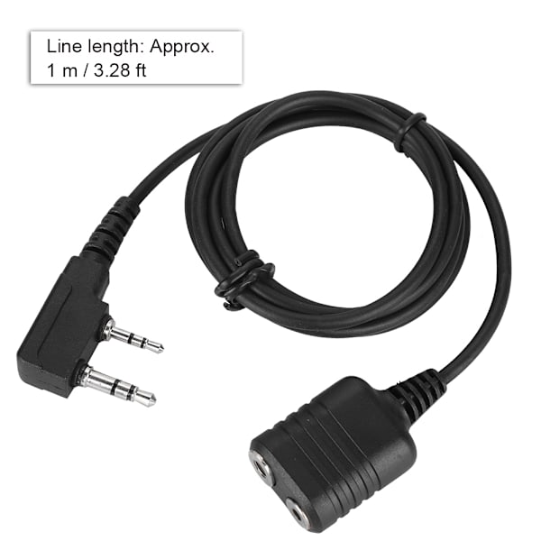 2-polet K-hoved Walkie Talkie Mikrofon Headset Forlænger Kerne Håndmikrofon Kabel Til Kenwood Baofeng