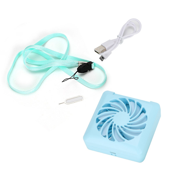 Mini Bärbar USB Laddning Makeup Spegel Luftfläkt med Mobiltelefon Fäste (Blå)