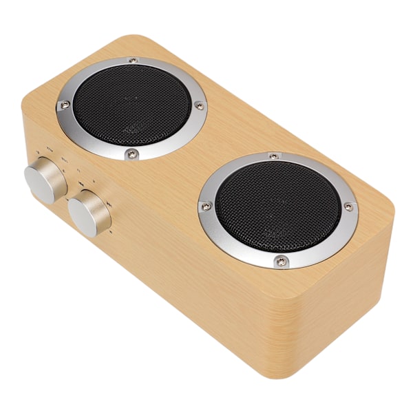 Trådlös Bluetooth-högtalare Retro Full Frequency Bärbar Trä Datorhögtalare för WindowsGul Trästruktur
