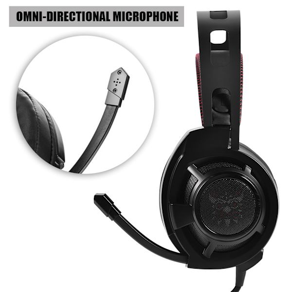 Gamer-hovedtelefoner med støjreduktion, stereo-lyd, over-ear-hovedtelefoner med mikrofon, gaming-headset