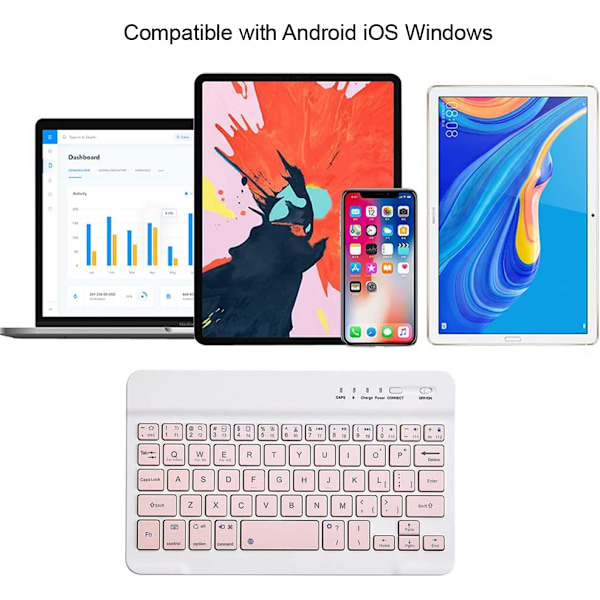 Ultratunn Bluetooth-tangentbord, bärbart, trådlöst, kompakt för Android, Windows, surfplatta, mobiltelefon, iOS, iPhone, iPad