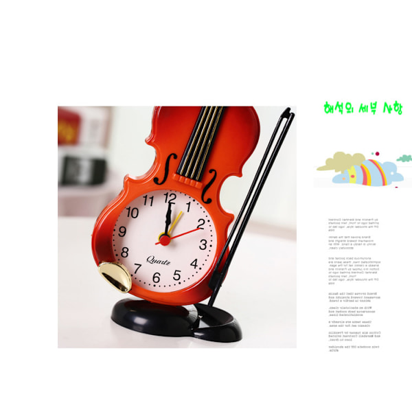 Simuleringsfiol larmklocka, kreativ instrument stil skrivbordsklocka, vardagsrumsdekoration skrivbordsklocka