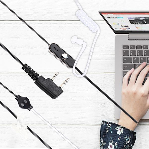2-stifts öronsnäcka headset öronkrok K hörlurar för 2-vägs radio walkie talkie (svart)