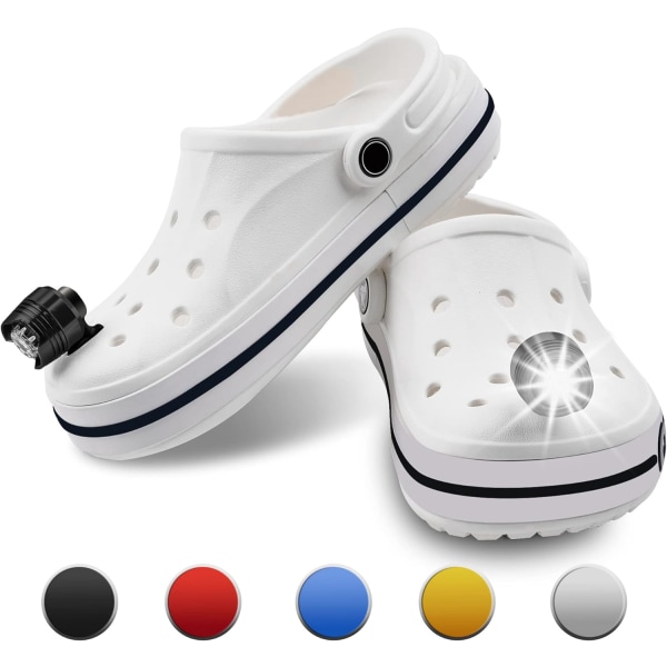 Forlygter til Crocs 2 stk., Lys lommelygter tilbehør til Crocs, Charm tilbehør til børn og voksne Crocs, Træsko forlygter lys, Crock forlygter