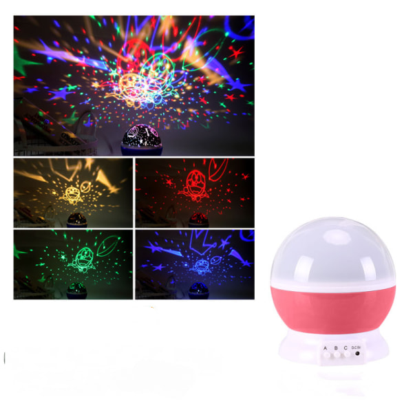 Projektor-natlys til børn 360 graders roterende Doraemon-natlys til babypiger, drenge til fest og fødselsdagslegetøj Gaver (pink)
