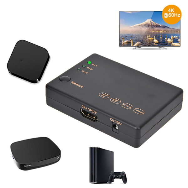 3-I-1 HDMI-splitter, HDMI-videokonverter, svitsjadapter