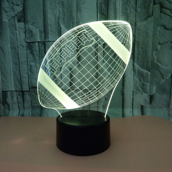 Qinwei Fotboll 3D Nattljus 3D Illusionslampa för pojkar 16 Byta färg Fjärrkontroll Fotboll Barnrumsdekorlampor（Stil D）