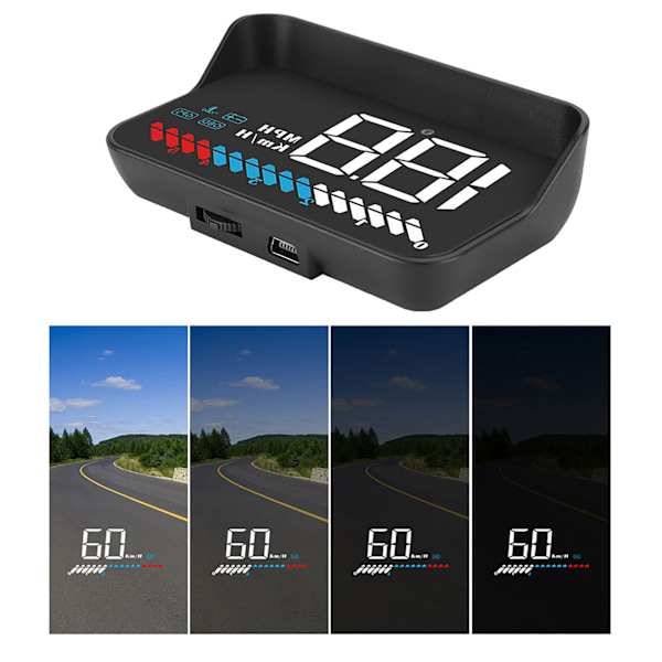 Head Up Display LED-nopeusmittari Väriprojektio Nopeusvaroitus M7 GPS OBD-tilassa