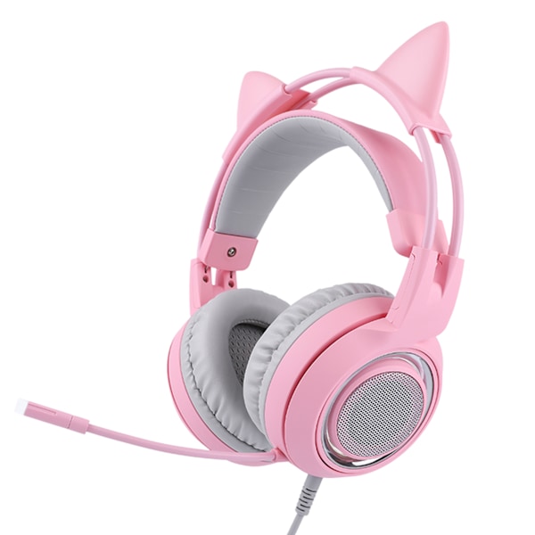 Somic Headset Mikrofon Hovedmontert 7.1 Kanal Hoved USB Broadcast Rosa Lys for ESports Spill (Rosa)