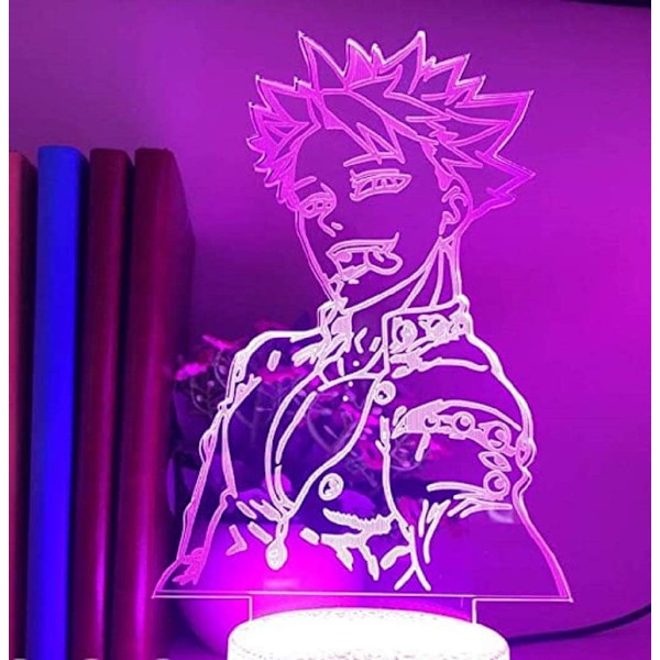 Anime Lampe Nattlys Illusionslys De Syv Dødssynder Ban Lampe 3D for Barnerom LED Dekorbelysning Barn Julegave Sengelampe Fargerik