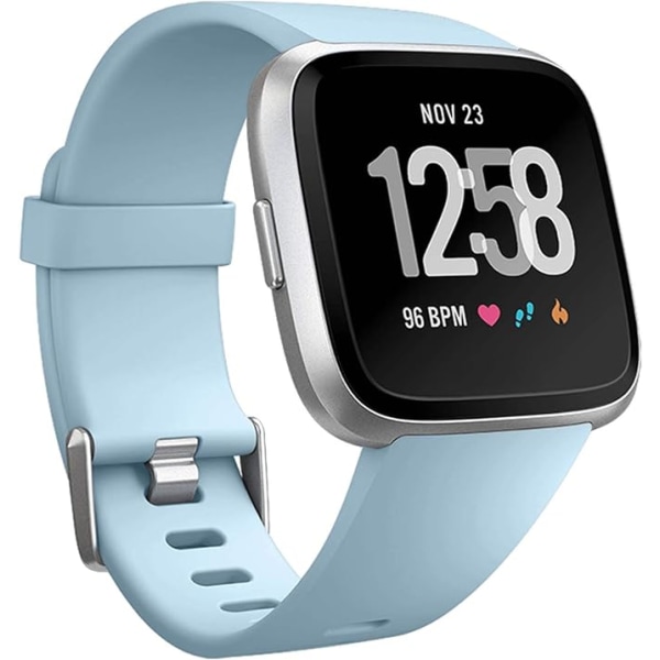 Den smarte klokkestroppen er kompatibel med Fitbit versa Smartwatch, versa 2 og versa Lite se-klokker for kvinner og menn（Lyseblå-S）