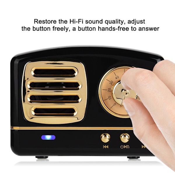 Mini Bluetooth Langaton Retro Kaiutin Kannettava Subwoofer Musiikkisoitin (musta)
