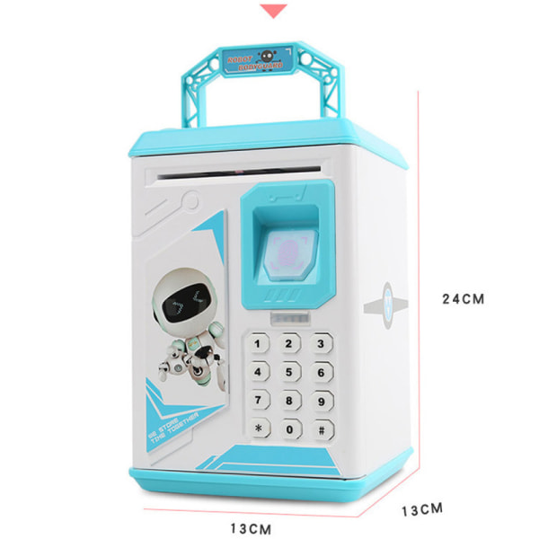 Musiikkisarjakuva lasten säästöpossu, CAN automaattisesti niellä käteistä/kolikoita säästöpossu, lelukassakaappi, sormenjälkitunnistimen salasanalaatikko (sininen)