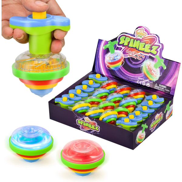 Light Up Spinning Tops för barn, set med 12, UFO Spinner Leksaker med blinkande LED-ljus, roliga födelsedagsfester, Goodie Bag Fillers för pojkar och flickor