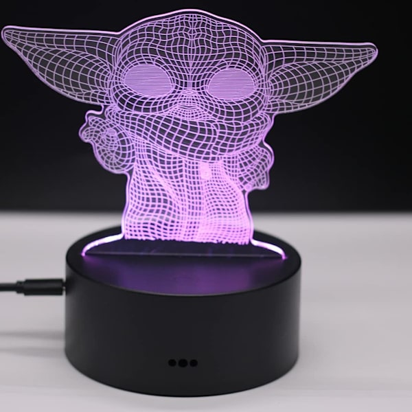 Baby Yoda Legetøj 3D Lampe Star Wars Gave LED Natlys 7 Farver Skiftende Soveværelse Illusion Lys Hjem Dekoration Anime Grogu Legetøj til Børn Piger Drenge