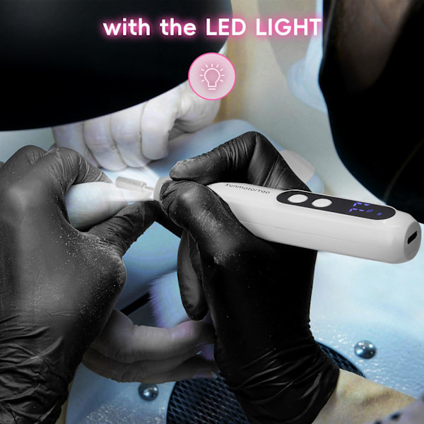 Genopladelig Elektrisk Neglefilmaskine, Trådløs Professionel Neglefil med LED-display til Akryl Gel Dip Powder Negle, Efile P