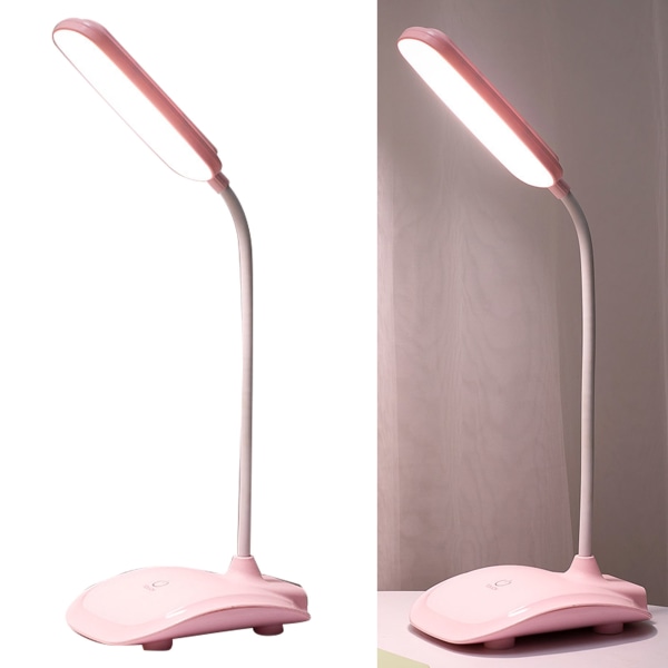 LED-pöytälamppu Kosketusohjaus Kolmen tason värilämpötila Portaaton himmennys USB latauspöytälamppu Pink