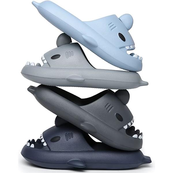 Herr- och damsandaler i form av hajmoln - sommarsandaletter med öppen tå, halkfria badtofflor för strand och pool med tjock sula Gray 38/39