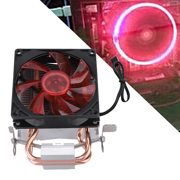 Punainen Cold Storm CT-2U 3Pin 2100 RPM Kaksi kuparista lämpöputkea CPU-jäähdytin 4P Lämpötilan säätö