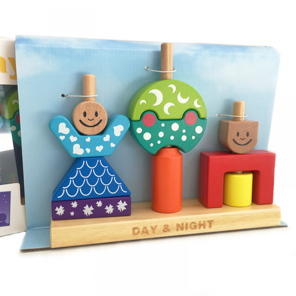 Børns byggeklodser balance spil puslespil tidlig uddannelse børns legetøj små børns brætspil legetøj (dag og nat byggeklodser)
