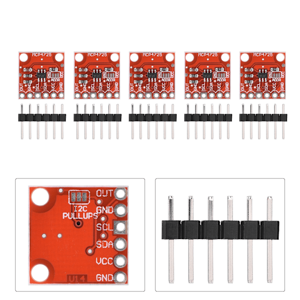 5 stk. MCP4725 I2C DAC Breakout Development Board Modul 12-Bit Opløsning