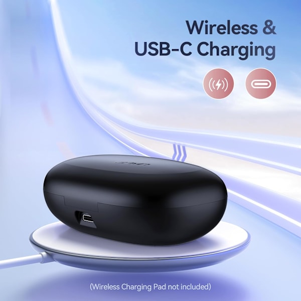 Bluetooth-hörlurar Trådlösa Öronproppar Over Ear Buds 90H Uppspelning IPX7 Vattentäta Sporthörlurar Deep Bass med Trådlöst Laddningsfodral & Dubbla LED P Black