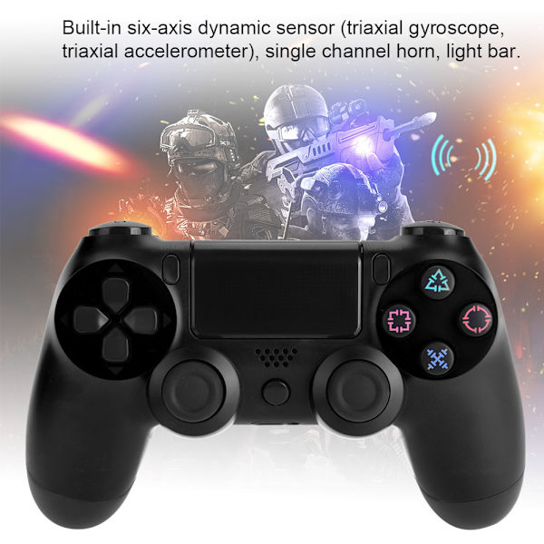 Flerfarget trådløs Bluetooth-spillkontroller spillhåndtak for PS4 (svart)