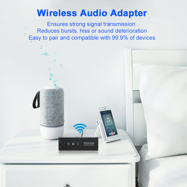 ZF-360A 3 i 1 ABS Bluetooth 5.0 Sender Modtager 300mAh Batterikapacitet Trådløs 3,5 mm Lydadapter