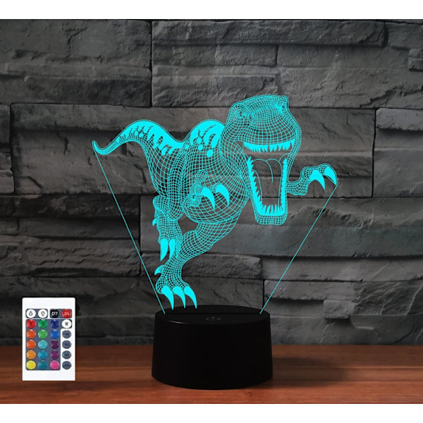 3D Dinosaurie Fjärrkontroll 16 Färger Nattlampor Illusion Akryl LED Bord Sänglampa Barn Sovrum Skrivbords Dekoration Födelsedagspresenter Leksak för Barn