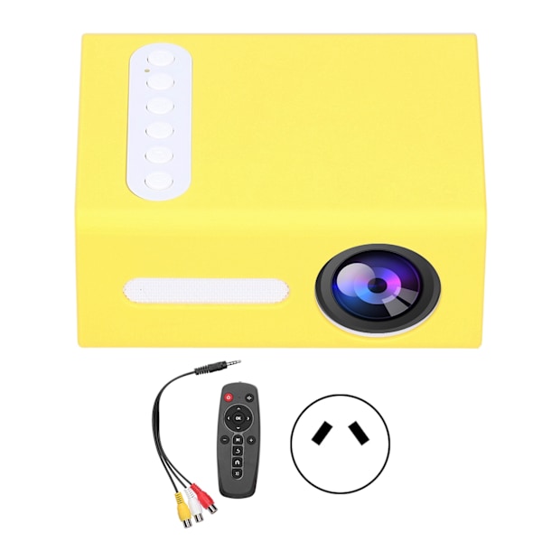 Mini Household Projector Portable LED Home Media Video Player Kid's Theater T300 (YellowWhite )