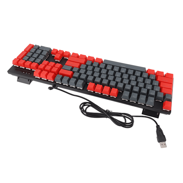 Mekanisk tastatur 104 taster RGB bakgrunnsbelyst ergonomisk dual farge programmerbar spilltastatur for PC bærbar grå og rød blå bryter