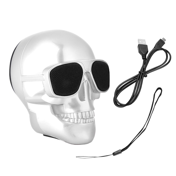 Mini Fashion Skull Bluetooth-kaiutin, melunpoisto, stereo 5W Bluetooth-subwoofer - valkoinen