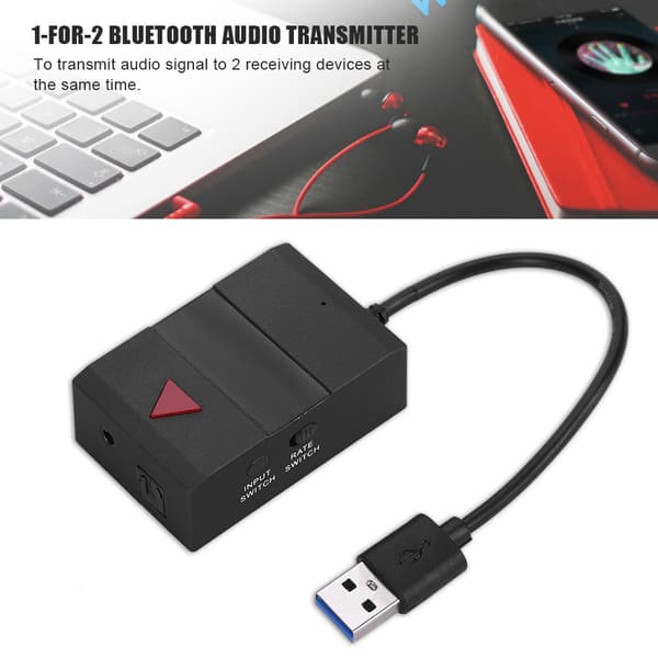 1-til-2 Bluetooth-lydtransmitter 10 m trådløs afstand Trådløs musiktransmitter