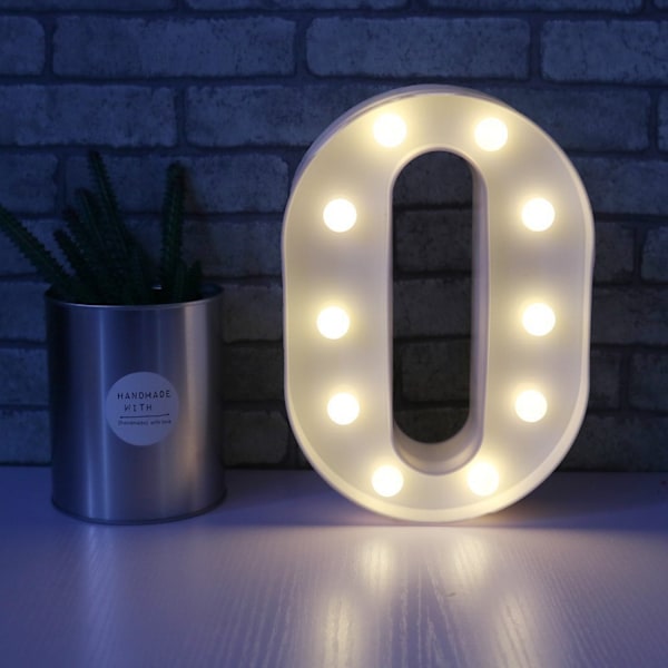 Qinwei LED-ljus  Nummer Brev Skylt för Nattljus Bröllop Födelsedagsfest Jul Heminredning Nummerlampa (Bokstav O)