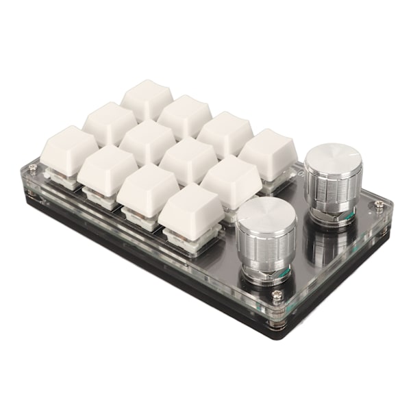 Mini 12-tasters tastatur med 2 knapper blå switch DIY programmerbar kablet forbindelse plug and play enhånds mekanisk tastatur hvid