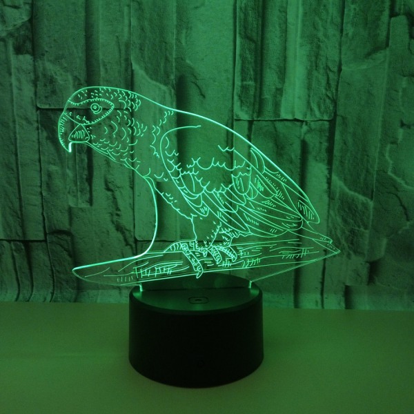 Qinwei Parrot Bird Molding Bordlampe 3D Akryl 7 Farger Led USB Sleep Night Light Romantisk kjærlighet Soverom Dekor Light （Style 11）
