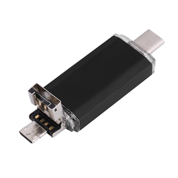 USB2.0 Typ C Micro USB Vattentät U-disk Flash-enhet För Telefon PC Svart 8GB