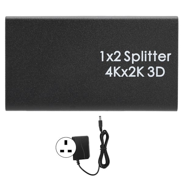 4K HDMI Splitter HD Video HDMI Switcher 1 ind 2 ud Amplifier Dual Display 100‑240VUK Stik