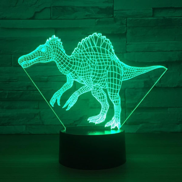 3D Dinosaur LED Bordlampe USB Dyr 3D Nattelykter 7 Farger USB 3D Illusionslys for Stue Dekorativ Atmosfærisk Lampe