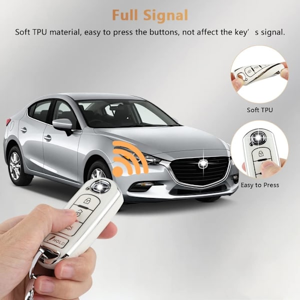 PIFOOG avaimenperän kuori Mazda TPU pehmeä autoälyavaimen kotelo kuori 4 painikkeen avaimen täydet suojukset Mazda 3 6 CX5 CX9 CX3 MX5 Bling avaimenperä tarvikkeet