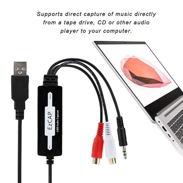 USB-äänikortti, korkealaatuinen stereohankinta, 3,5 mm:n ääniliitännällä