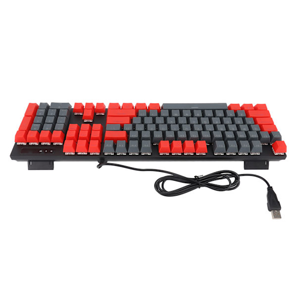 Mekanisk tastatur 104 taster RGB bakgrunnsbelyst ergonomisk dual farge programmerbar spilltastatur for PC bærbar grå og rød blå bryter
