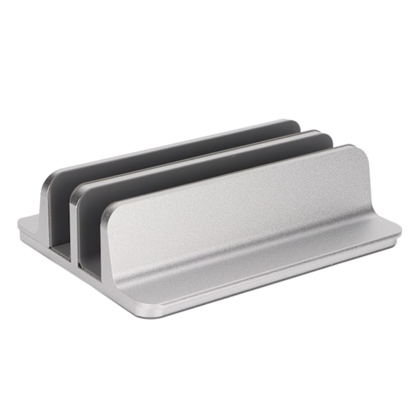 Bærbar computerholder Vertikal 2 slots Aluminiumlegering Justerbar bærbar computerstand til hjemmekontor Desktop Tablet Notebook