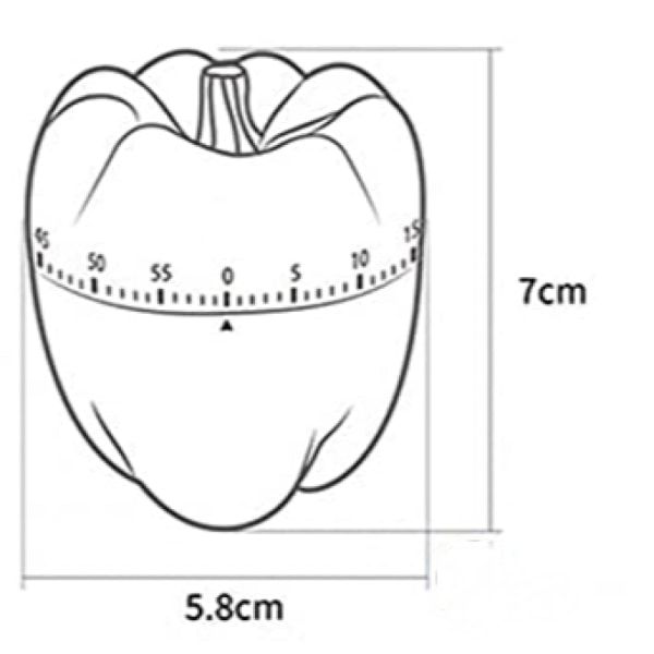 60 minuutin keittiöajastin, ihana vihannes- ja pippurimuotoinen keittiöajastin. Laajalti käytetty (keltainen)